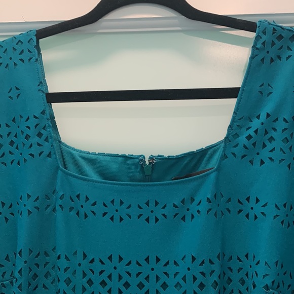 Lane Bryant green laser cut dress cute as a button knee length - Picture 3 of 6